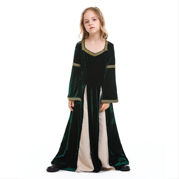 Halloween Disfraz Vestido Medieval Renacimiento Cosplay Retro Vestido de Corte para Niñas